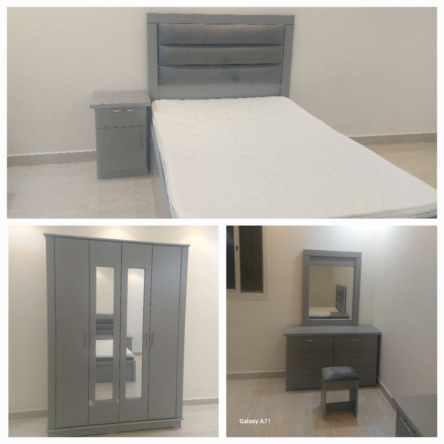 غرفة نوم نفر جاهزه رمادي 