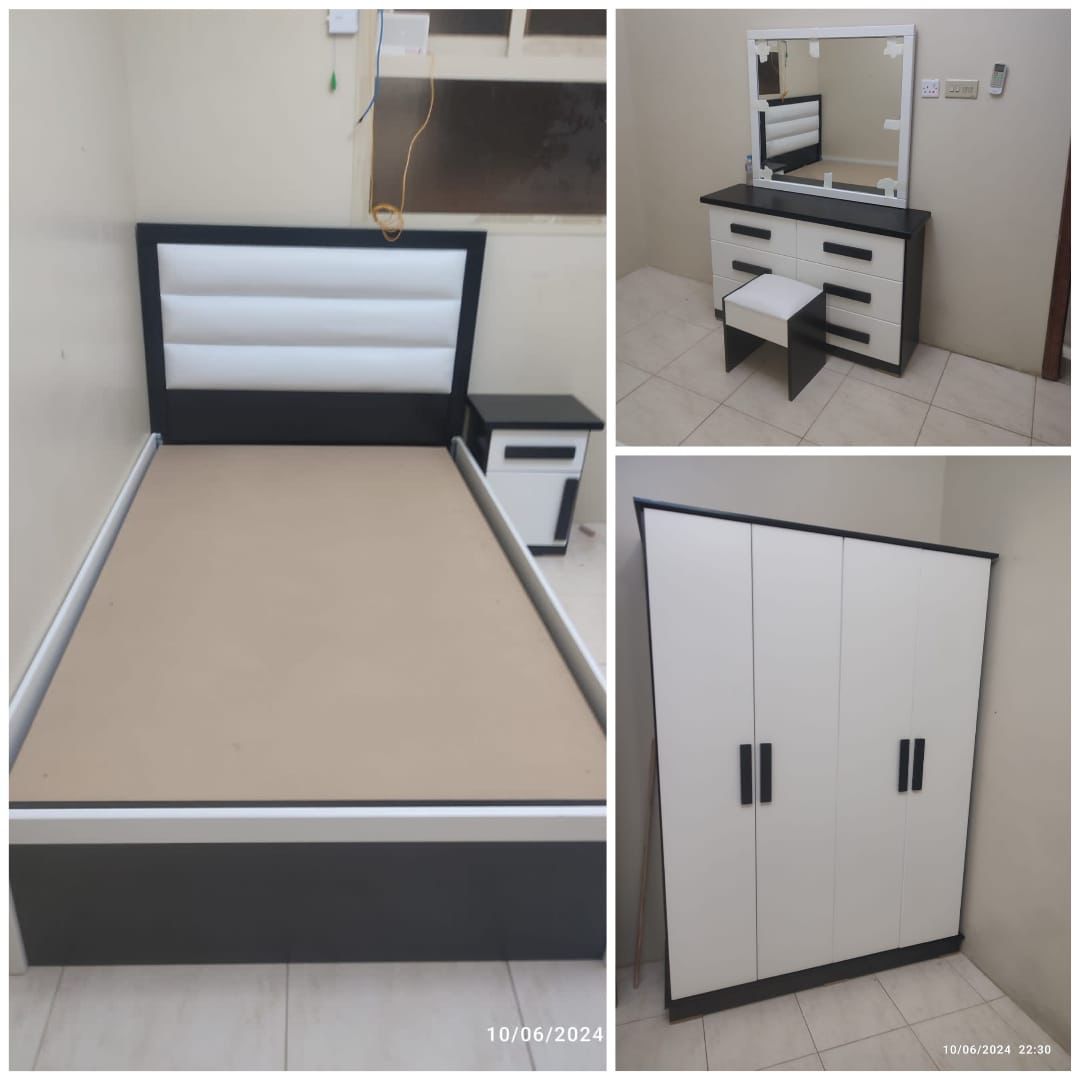 غرفة نوم نفر جاهزه رمادي غامق مع البيج