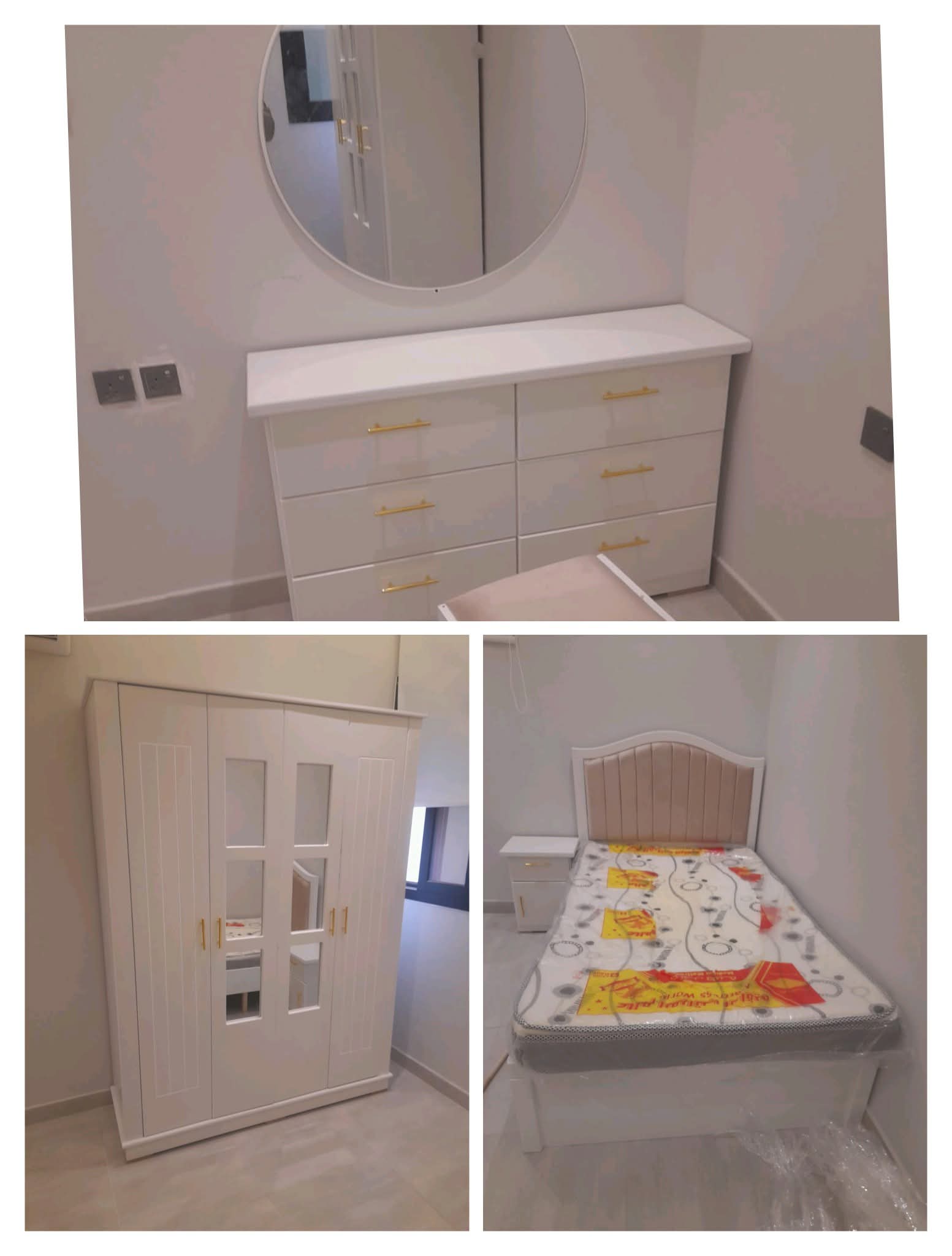 غرفة نوم نفر جاهزه تطعيمات خشبيه عصريه